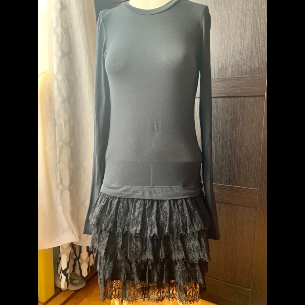 Black long sleeve Theory dress.